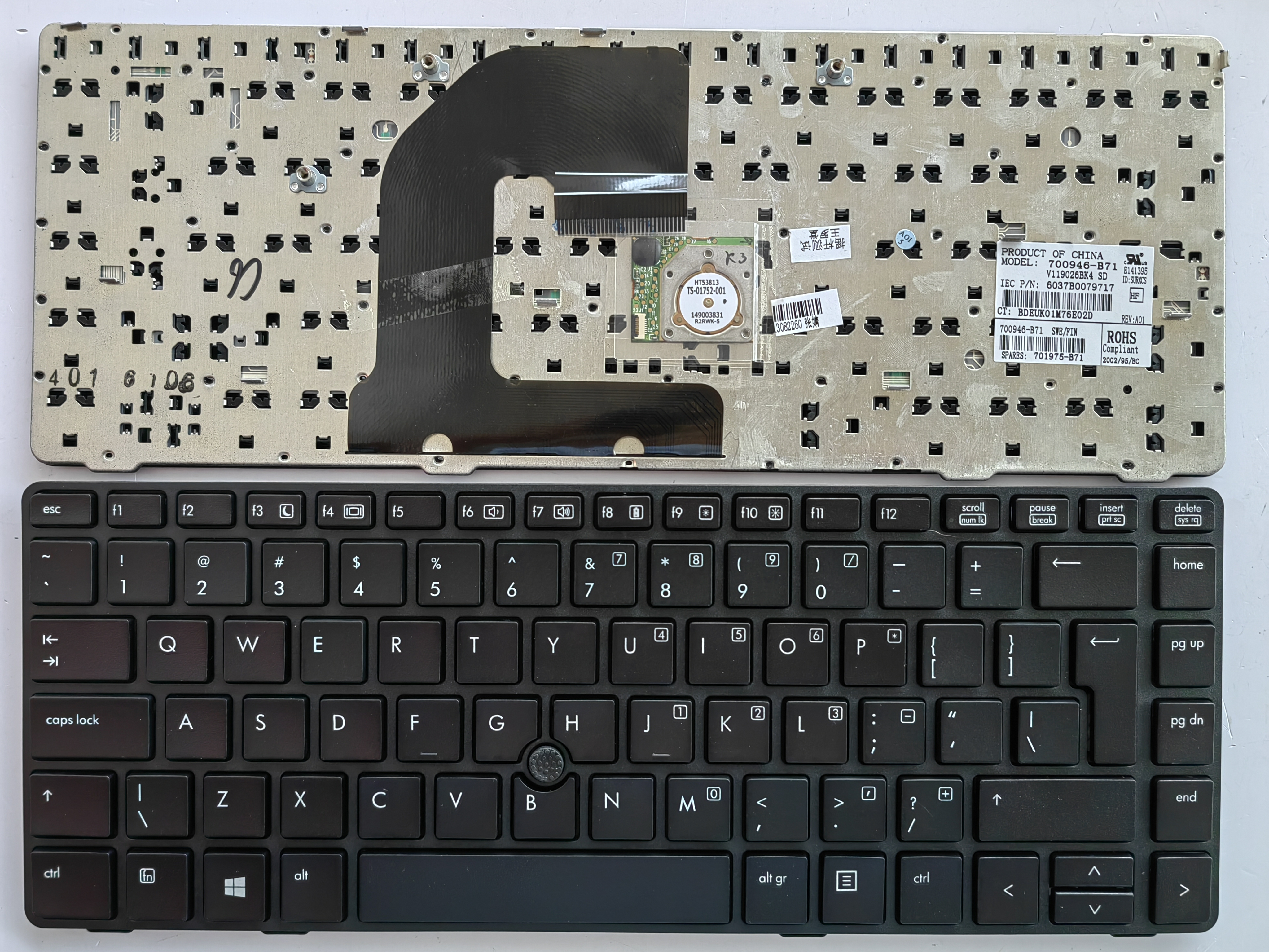 Picture of New Replacement Laptop Keyboard For HP 6460P/6460B/8460W/8460P BLACK FRAME BLACK (OEM) UI Layout